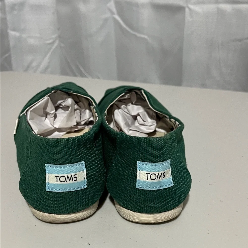TOMS Green Canvas Slip-Ons - Picture 3 of 5
